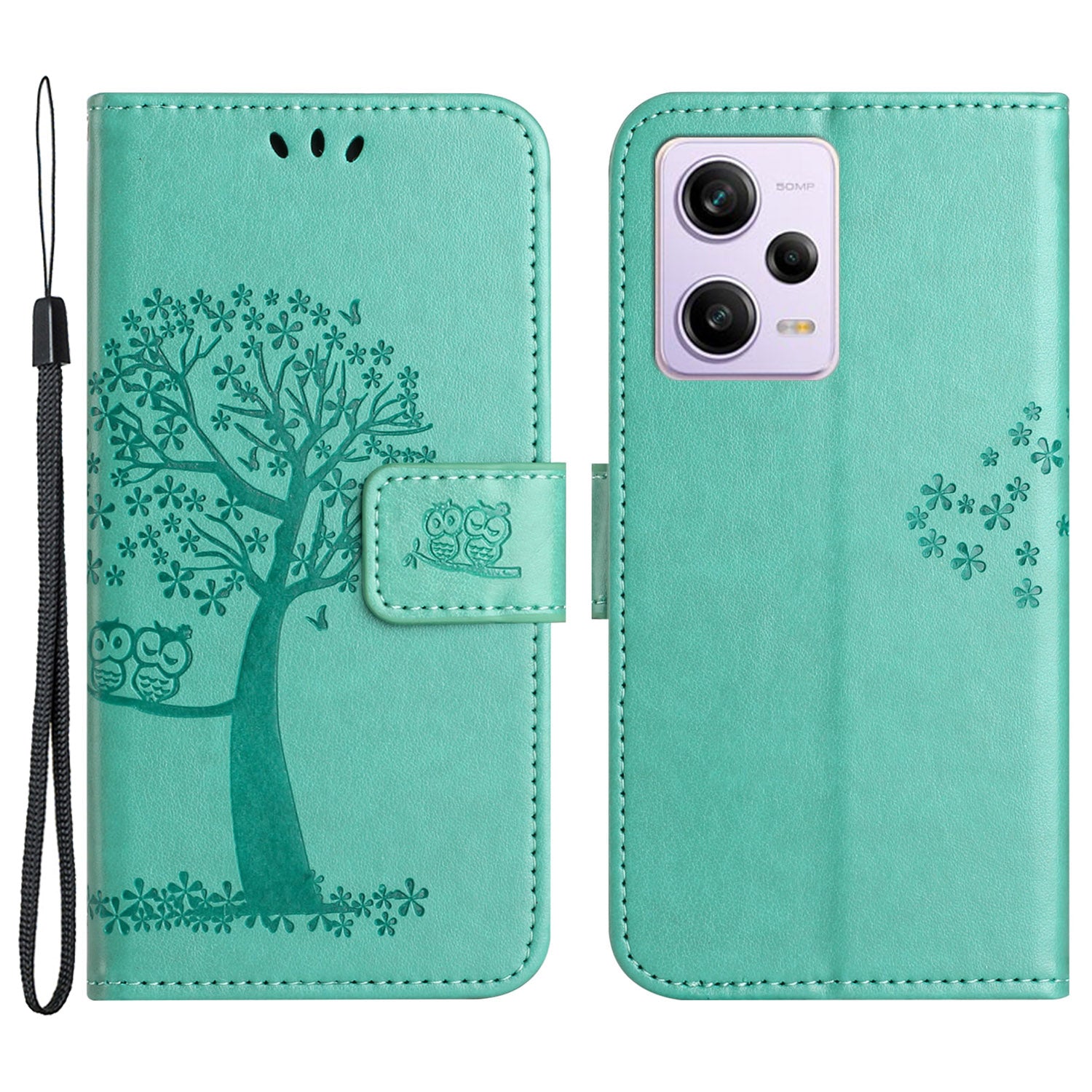 Drop-proof PU Leather Phone Case For Xiaomi Redmi Note 12 Pro 5G Phone Wallet Cover Stand with Imprinted Owl Tree Pattern Drop-proof PU Leather Phone Case For Xiaomi Redmi Note 12 Pro 5G Phone Wallet Cover Stand with Imprinted Owl Tree Pattern
